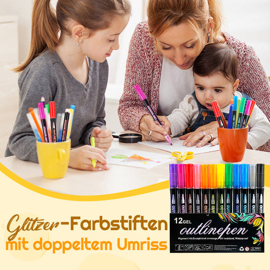 🎁Geschenkidee Heißer Verkauf 50% OFF🔥Glitzer-Farbstiften mit doppeltem Umriss