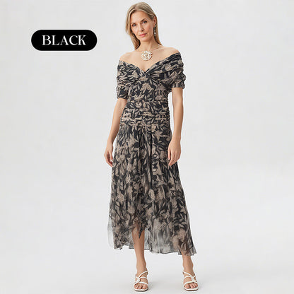 🌸Neuerscheinung 70% RABATT💖Damen Trägerlos-Kleid mit V-Ausschnitt und Druck