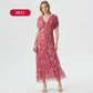 🌸Neuerscheinung 70% RABATT💖Damen Trägerlos-Kleid mit V-Ausschnitt und Druck