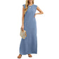 🌿Langes, locker sitzendes, knitterfreies Damenkleid mit Schlitz