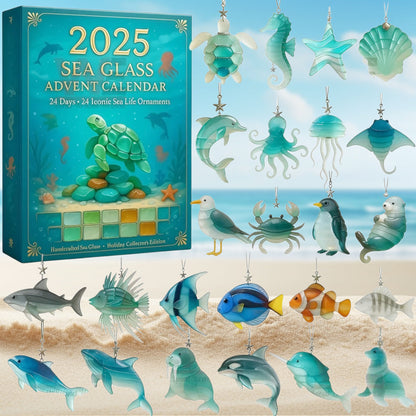 🎁🐟 Adventskalender 2025 mit Meeresmotiven aus Treibglas