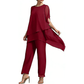 Damen-Zweiteiler: Charmantes asymmetrisches Top & Hose mit weitem Bein