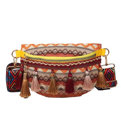 Vintage bunte handgewebte Gürteltasche