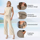 🍁Letzter Tag: 50% Rabatt✨2026 Neue Frauen Casual Cap Sleeve Top Wide Leg Crop Pants Zweiteilige Sets
