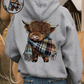 💖WEIHNACHTSANGEBOT 50% RABATT!!🎁Niedliches, kuscheliges Kapuzensweatshirt mit Fleece-Futter und Hochlandrindmotiv🦬