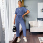 Weiches, lässiges Set aus Oberteil und Hose für Damen