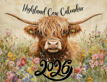 LETZTER TAG 50 % RABATT🐮Highland Cow Kalender 2026 – Rustikale Bauernhaus-Wandkunst & Monatsplaner📅