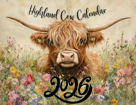 LETZTER TAG 50 % RABATT🐮Highland Cow Kalender 2026 – Rustikale Bauernhaus-Wandkunst & Monatsplaner📅