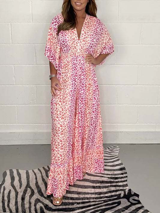 🔥Heiss – 50% Rabatt💃2025 NEUER STIL V-Ausschnitt Leopardenmuster Kleid💝