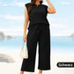 🍁Letzter Tag: 50% Rabatt✨2026 Neue Frauen Casual Cap Sleeve Top Wide Leg Crop Pants Zweiteilige Sets