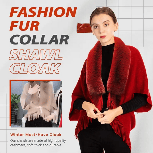 🔥Heißer Sale 50% RABATT🔥Modischer dicker Pelzkragen-Schal-Umhang