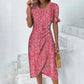 🌷 Last Day 60% Rabatt auf das florale V-Ausschnitt-gedruckte Kleid von V-Ausschnitt