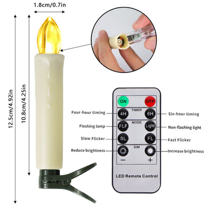 💥WEIHNACHTSANGEBOT💥10er/12er-Pack flammenlose LED-Stabkerzen mit Fernbedienung und abnehmbaren Clips🕯️✨