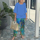 🔥HOT SALE - 50% RABATT💃Damen-Print-Hose mit Rundhals-Top-Set