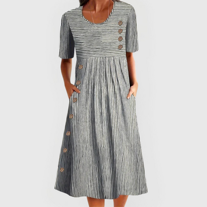 💐70% RABATT! Zeitloses gestreiftes MidikleidF für Frühling/Sommer