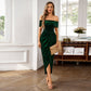 🎄Weihnachtsangebot: 70 % Rabatt🎉 Elegantes schulterfreies, gerafftes Damenkleid