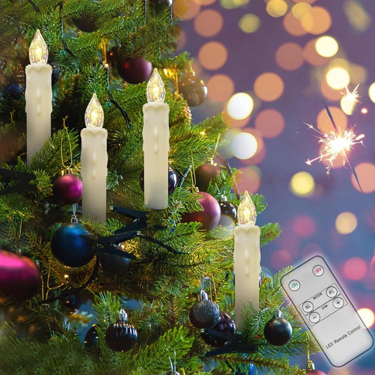 💥WEIHNACHTSANGEBOT💥10er/12er-Pack flammenlose LED-Stabkerzen mit Fernbedienung und abnehmbaren Clips🕯️✨