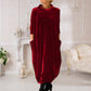 💃🍂Langes, schlankmachendes Kleid mit Rundhalsausschnitt