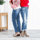 Bauchweg-Jeans im Used-Look mit Bündchen