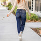 Bauchweg-Jeans im Used-Look mit Bündchen