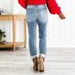 Bauchweg-Jeans im Used-Look mit Bündchen