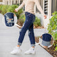Bauchweg-Jeans im Used-Look mit Bündchen