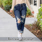 Bauchweg-Jeans im Used-Look mit Bündchen