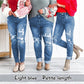 Bauchweg-Jeans im Used-Look mit Bündchen