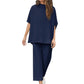💫Herbst Hot Sale💃Set breiter Hosen mit 3/4 Ärmeln für Frauen