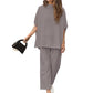 💫Herbst Hot Sale💃Set breiter Hosen mit 3/4 Ärmeln für Frauen