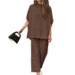 💫Herbst Hot Sale💃Set breiter Hosen mit 3/4 Ärmeln für Frauen