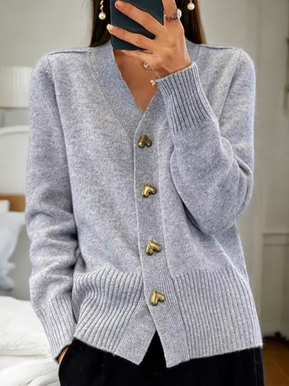 ⏳Begrenzte Zeit 50% Rabatt💥Damen-Cardigan aus einfarbiger Wolle mit Knöpfen