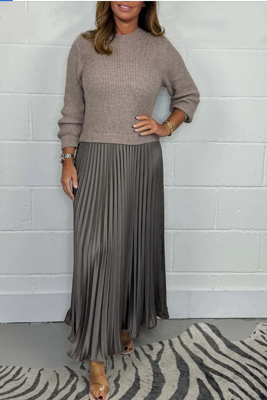 🔥50% Rabatt in Arbeit🔥Elegante und stilvolle Faltenkleider mit Rundhalsausschnitt für Damen