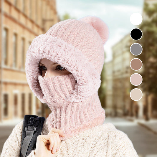 ❄️🧣Damen Winter Einteilig Gestrickte Mütze Schal Maske🎁
