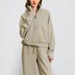 Set aus hochgeschlossenem Pullover mit Reißverschluss und Hose mit weitem Bein für Damen