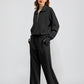 Set aus hochgeschlossenem Pullover mit Reißverschluss und Hose mit weitem Bein für Damen