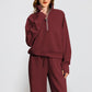 Set aus hochgeschlossenem Pullover mit Reißverschluss und Hose mit weitem Bein für Damen