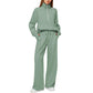 Set aus hochgeschlossenem Pullover mit Reißverschluss und Hose mit weitem Bein für Damen