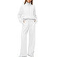 Set aus hochgeschlossenem Pullover mit Reißverschluss und Hose mit weitem Bein für Damen