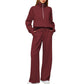 Set aus hochgeschlossenem Pullover mit Reißverschluss und Hose mit weitem Bein für Damen
