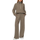 Set aus hochgeschlossenem Pullover mit Reißverschluss und Hose mit weitem Bein für Damen