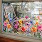 📢📢50% RABATT!!⏰Bunter Fensteraufkleber mit Blumenstrauß🖼️(Frei zuschneidbar)