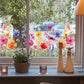 📢📢50% RABATT!!⏰Bunter Fensteraufkleber mit Blumenstrauß🖼️(Frei zuschneidbar)