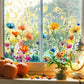 📢📢50% RABATT!!⏰Bunter Fensteraufkleber mit Blumenstrauß🖼️(Frei zuschneidbar)