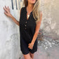 🎀 Elegantes Sommerkleid – Ärmelloses Kleid mit Knopfleiste und V-Ausschnitt ✨