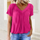🌺2026 Neu eingetroffen - 50% OFF🌺Lässiges Damen-Top mit plissiertem V-Ausschnitt und kurzen Ärmeln