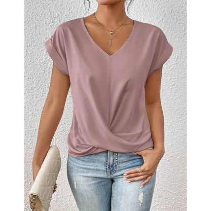 💥Letzte Tage Sonderverkauf 50% OFF👚Legeres kurzärmeliges elegantes V-Ausschnitt Twist Tee
