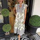 Elegantes, ärmelloses Kleid mit Rüschen und Print für Damen