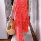 🌸✨V-Ausschnitt Bedrucktes Kurzarm-Maxikleid