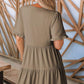 💕Neuheiten 2026 – 70 % reduziert!!💃👗Damenkleid mit Rüschenbesatz, V-Ausschnitt und Stufenrock